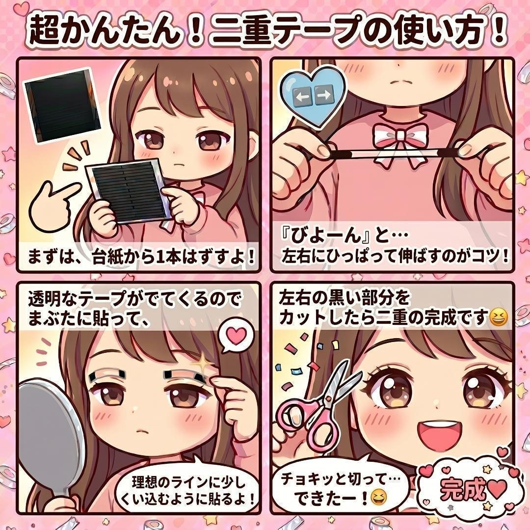 超かんたん！二重テープの使い方（4コマ）